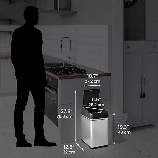 iTouchless 8 Gallon Dog-Proof Sensor Kitchen Trash Can with Lid and Odor Filter, Stainless Steel 30 Liter Automatic Recycling Bin Prevents Pets Getting in Trashcan, Home, Office, Bathroom, Bedroom