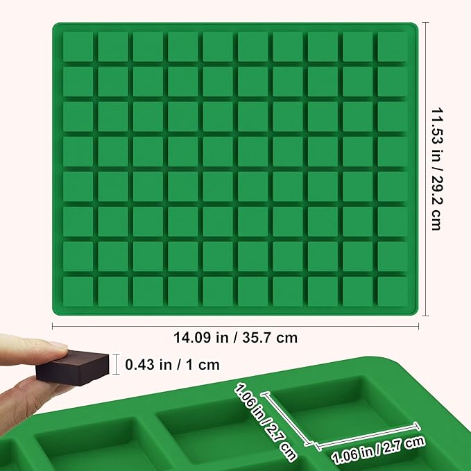 Chocolate Molds, 80 Cavities Gummy Molds, Non Stick Silicone Candy Molds for Square Chocolates, Caramels, Keto Snack Fat Bombs, Ice Cubes, Jellies, Gummies and Pet Snacks, Candy Molds Bite Size