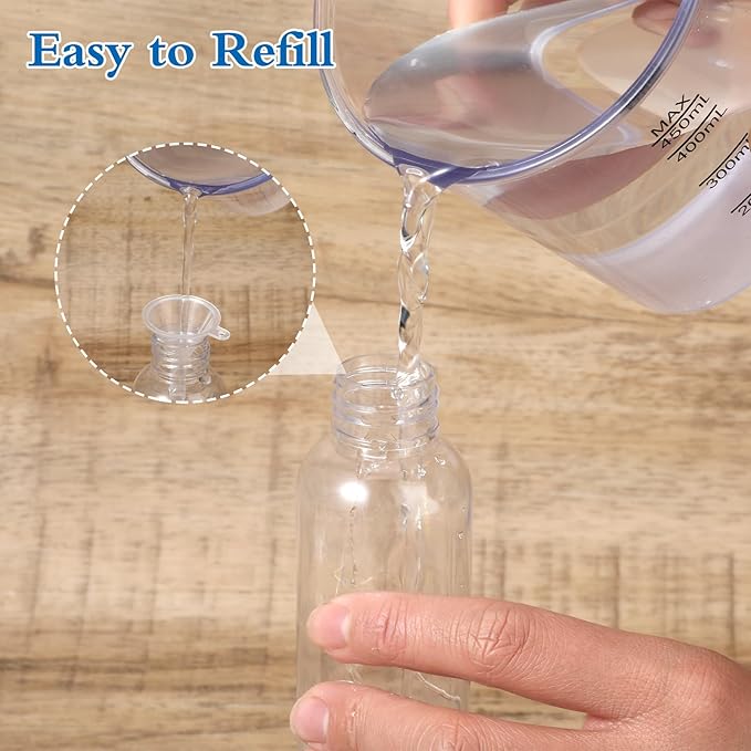 3 Pcs Plastic Spray Bottles, 3.38oz/100ml Empty Small Water Spraying Bottles for Plant, Clear Fine Mist Travel Mini Bottle Set Refillable Container with Adjustable Nozzle for Hair Cooking Clean