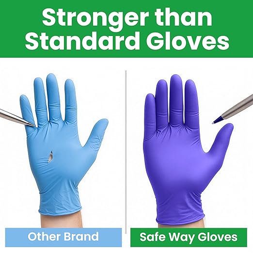 SafeWay Nitrile Gloves, 2000 Ct, X-Large, Powder-Free, Latex-Free, All-Purpose, Professional Disposable Gloves with Textured Fingertips for Medical Use, Food Prep, Cleaning, Tattoo & More