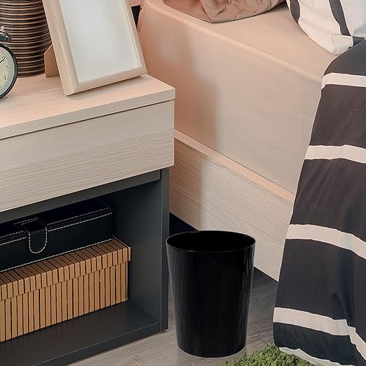UUJOLY Small Trash Can Wastebasket Garbage Can Container Bins for Bathrooms,Bedroom Room, Kitchens, Offices, Kids Rooms, Dorms, 3 Pack, Black