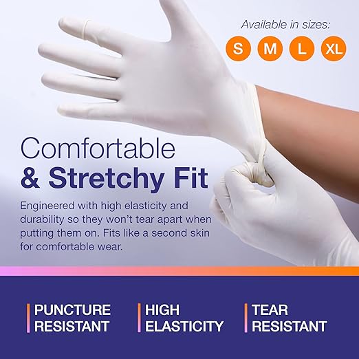 MedRose Large Latex Gloves - 1000 Count Rubber Gloves - Disposable Gloves Powder Free, Waterproof, White