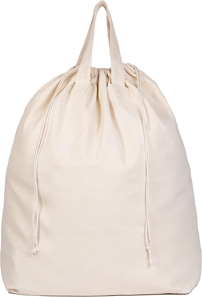 College Dorm Laundry Bags - Versatile and Heavy Duty College Laundry Hamper Liner with Drawstring - Canvas Laundry Basket Liner - 100% Cotton, Washable and Foldable Cloth Laundry Bags (1 Pack)