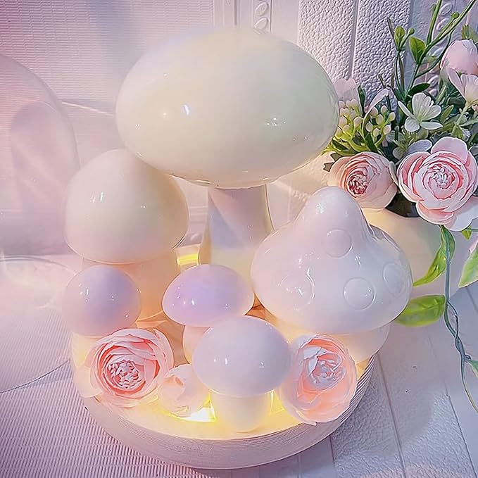 6 Pack Mushroom Mold Mushroom Candle Mold Plant Resin Mold Clay Mold Candle Making Molds Craft Supplies 3D Mold Silicone Mold for Resin Resin Casting Mold