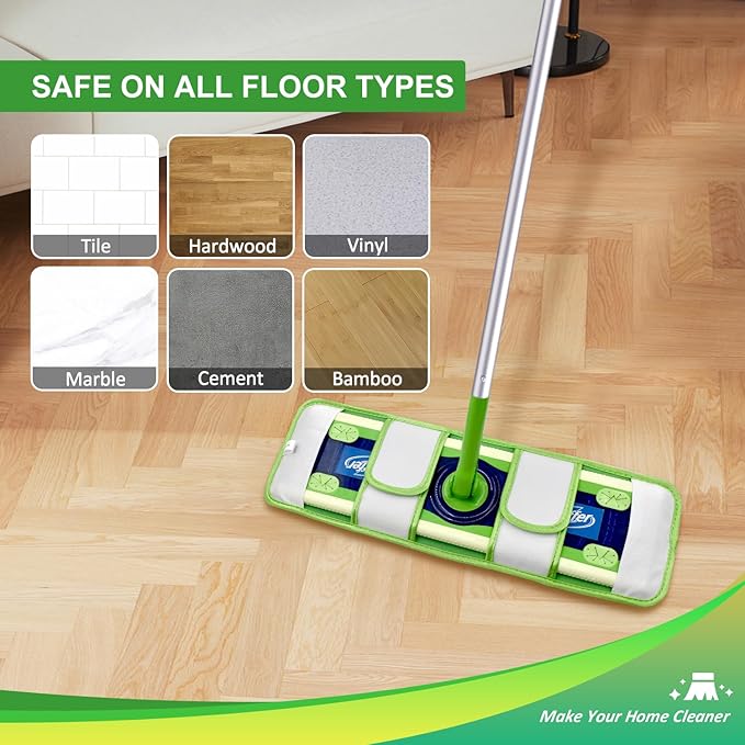 4 Pack Microfiber Mop Pads for Swiffer XL Mops Reusable Wet and Dry Mopping Cloths Compatible with Swiffer Sweeper XL,Washable XL Mop Refill Replacement for All Hardwood Dry & Wet Cleaning