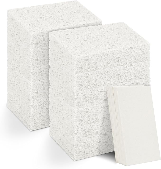 12 PCS Dish Sponges Kitchen, Non Scratch Cleaning Sponge for Non Stick Cookware, Natural Compressed Cellulose Wash Scrub for Household Bathroom, Soft Washing Scrubbers (White)