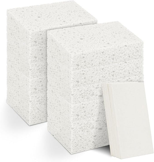 12 PCS Dish Sponges Kitchen, Non Scratch Cleaning Sponge for Non Stick Cookware, Natural Compressed Cellulose Wash Scrub for Household Bathroom, Soft Washing Scrubbers (White)