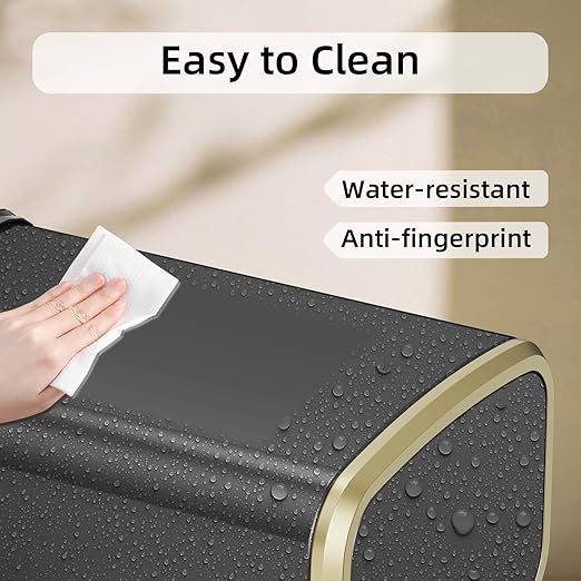 8L/2.1 Gal Small Bathroom Trash Can with Lid, Swing-Top Rectangular Waste Bin, Stainless Steel Garbage Can for Home, Office, Toilet, Bedroom, Living Room (Titanium Black)