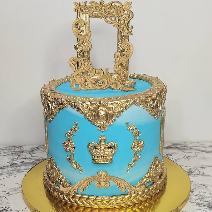 Vintage Curlicues Silicone Molds, Baroque Style Corner Relief Chocolate Molds, Filigree Scroll Flower Sculpted Cake Border Fondant Baking Molds for Cake Decoration Candy Clay Resin