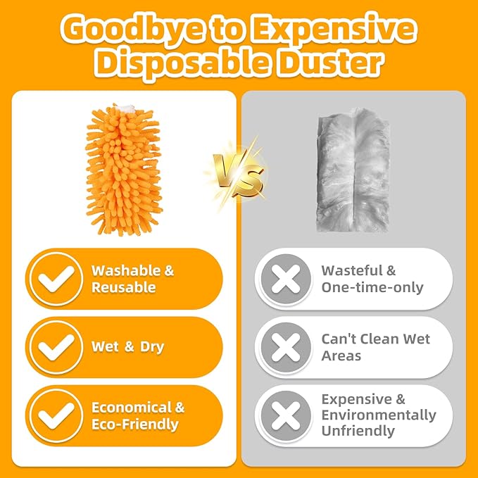 LOVECO 8 Pack Dusters for Swiffer - Reusable Duster Refill Compatible with Swiffer, 360 Heavy Duty Dusters Refills (Include 1 Handle & Laundry Bag)