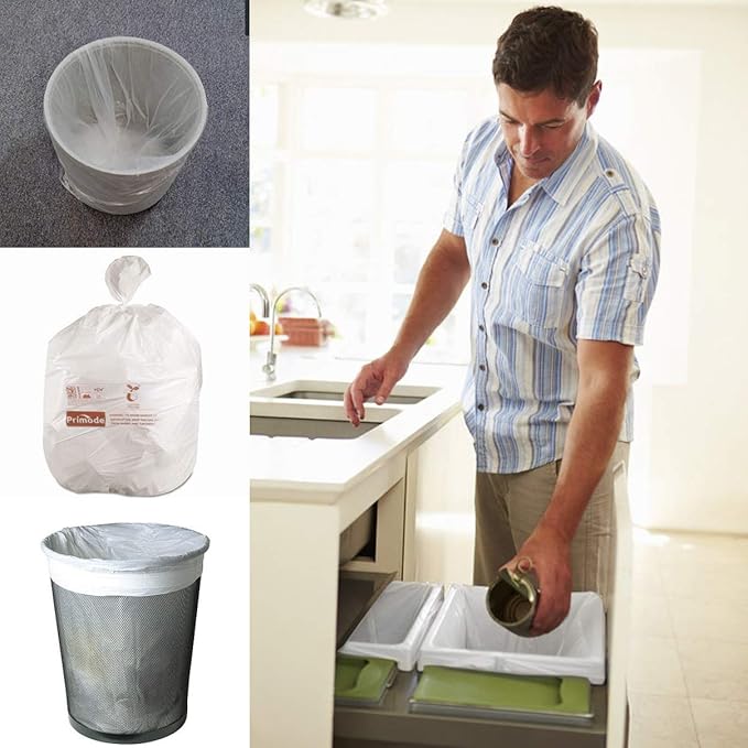 Primode Compostable Bags, 3 Gallon Food Scraps Yard Waste Bags, 100 Count, Extra Thick 0.71 Mil. ASTMD6400 Compost Bags Small Kitchen Trash Bags, Certified By BPI And TÜV AUSTRIA