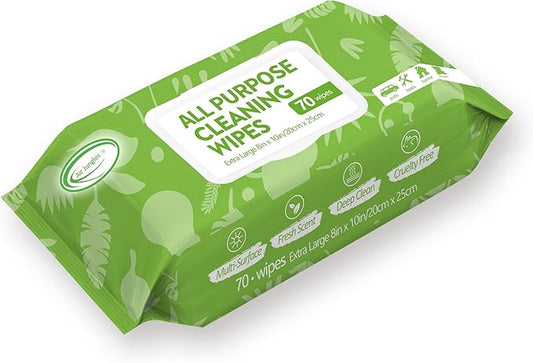 Air Jungles All Purpose Car and Home Cleaning Wipes 70 Count, Extra Large 8" x 10" for Car Interior, Household Appliance, Furniture, Gym Equipment, Table Chair, for Cafeteria School Office