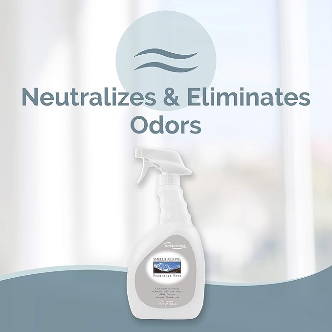 SMELLS BEGONE 27 oz Air Freshener Spray - Odor Eliminator - Eliminates Odors from Smoke, Trash Cans, Pets, Cars and Boats - Fragrance Free
