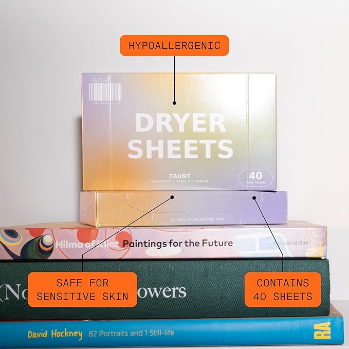 DedCool Dryer Sheets | 01 Taunt | 40 Count | Non-Toxic, Vegan Fabric Softener Sheets | Bergamot, Vanilla & Amber Scent | Gentle on Sensitive Skin | Softens & Freshens | Premium Laundry Supplies