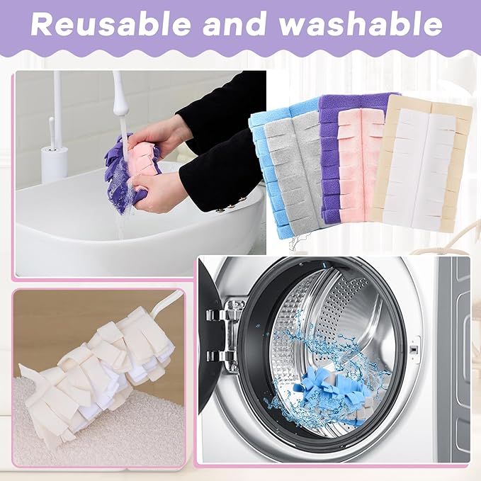 Zubebe 3 Pcs Duster Refill Reusable Fleece Duster Refills Feather Flat Dusters Multi Surface Washable Cleaning Pads Tools for Home, Blinds, Car, Pet, Furniture, Fans (Classic Color)