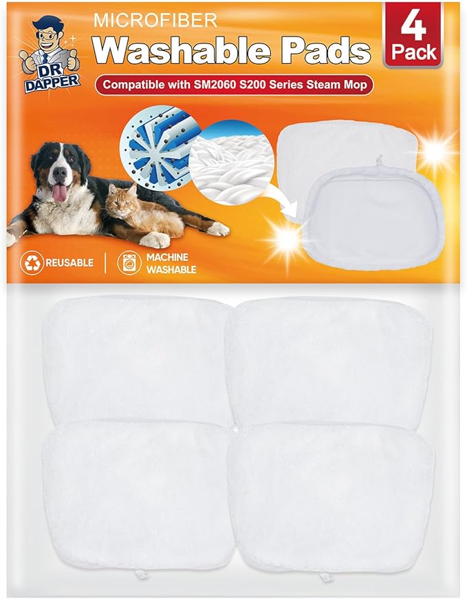 DR DAPPER 4 Pack SMP01 Steam Mop Pads Compatible with Kenmore SM2060 S200 Series, Steam-Mop Reusable Washable Floor Mop Pad for Hardwood Floor Steam Cleaner