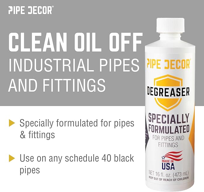 PIPE DÉCOR Degreaser Kit Cleans and Protects Pipe Décor Kits and Projects Includes 16 oz Degreaser, 4 oz Sealer, Rag for Degreaser, Applicator Brush for Sealer