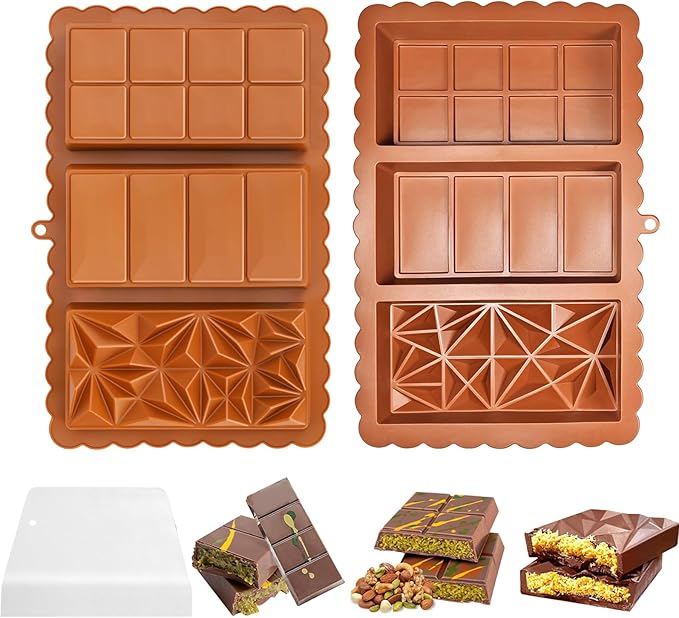Chocolate Bar Mold - Dubai Chocolate Mold,Food Grade Silicone Chocolate Molds,Non-Stick & Easy to Release Deep Mold for Dubai Pistachio Chocolates, Candy, Snacks, Desserts, Dishwasher Safe
