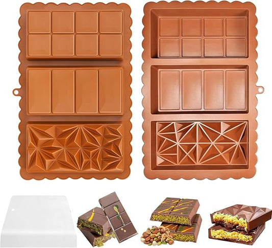 Chocolate Bar Mold - Dubai Chocolate Mold,Food Grade Silicone Chocolate Molds,Non-Stick & Easy to Release Deep Mold for Dubai Pistachio Chocolates, Candy, Snacks, Desserts, Dishwasher Safe