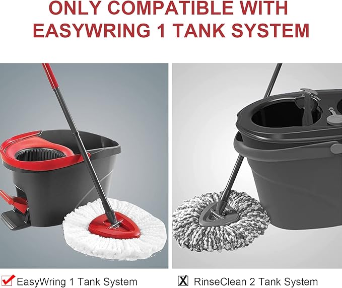 Spin Mop Head Refill for Vileda/Ocedar EasyWring Spin Mops - Rotating Microfiber Triangle Replacement Pads Washable & Reusable fit All Floor - 6 Mops Cloth and 1 Mop Base