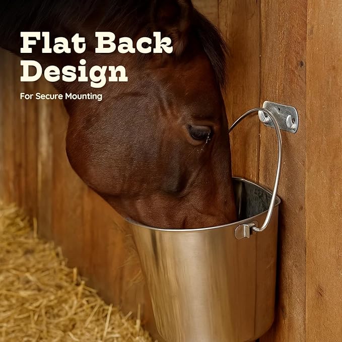 9 Quart Stainless Steel Flat Side Bucket | Durable Heavy Duty Food & Water Feeding Pails for Dog Goat Sheep horse | Fits kennels Cage Critter Crates Hanging Pet Pail | Multipurpose Bucket