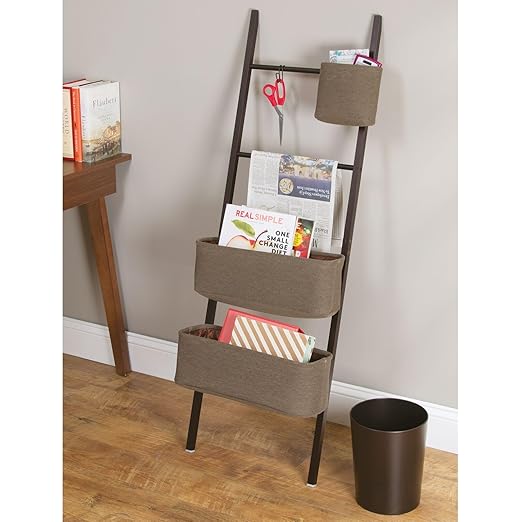 mDesign Round Metal Small 1.7 Gallon Recycle Trash Can Wastebasket, Garbage Container Bin for Bathrooms, Kitchen, Bedroom, Home Office - Durable Stainless Steel - Mirri Collection - Bronze