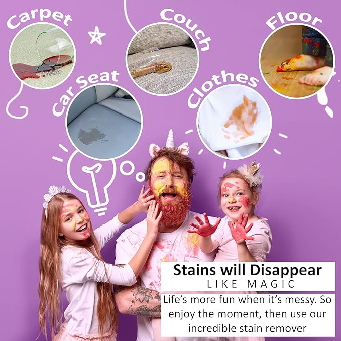 Laundry Stain Remover Spray, 16oz (2-Pack). 'Free & Clear' Stain Remover & Spot Treater Prewash Detergent for Clothes, Carpet & Gear. 'ProvenSafe' Cleaning Spray for Pets, Kids & Sensitive Skin