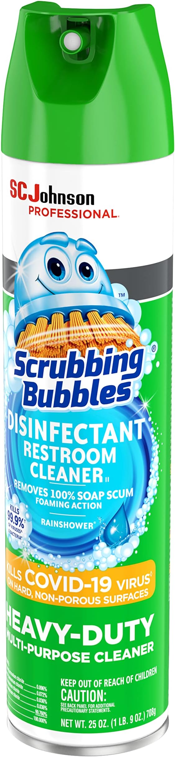 SC Johnson Professional, Scrubbing Bubbles Multipurpose Bathroom Cleaner & Disinfectant Aerosol, 25 Oz (Pack of 12)