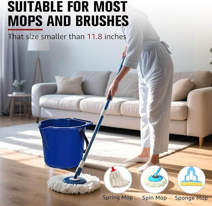 Matthew Cleaning 4.2 Gallon Mop Bucket, Heavy Duty Plastic Cleaning Bucket with Built-in Pour Spout, Mop Holder and Comfort Grip Handle, House and Commercial Cleaning Supplies, 1 Pack Blue