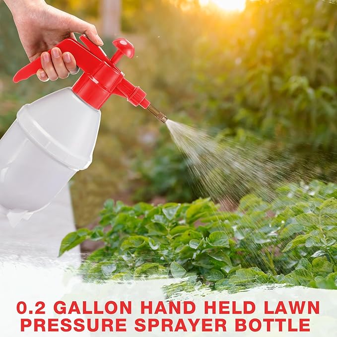 2 Pcs 27 oz Handheld Pump Spray Bottle Garden Spray Bottles Lawn Pressure Hand Pump Sprayer with Adjustable Nozzle for Chemicals Watering Weeds Garden and Car Detailing & Washing (Red)