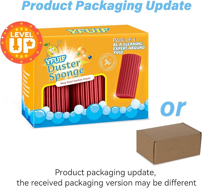4 Pack Damp Clean Duster Sponge, Magic Sponge Eraser for Household Cleaning, Reusable Dusters Cleaning Supplies for Housekeeping, Dish, Blinds, Glass, Baseboards,Window Track Grooves and Faucets