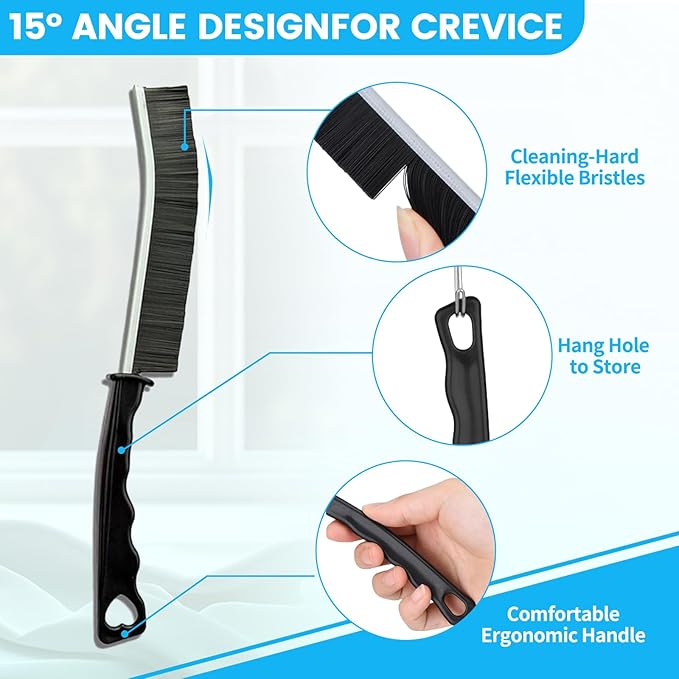 18Pcs Crevice Cleaning Brush Set, Hard Bristle Scrub Brushes Tools for Deep Cleaning Gap,Window Groove Cleaning Brush for Sliding Door, Sill, Tile Lines, Shutter, Corner, Sink, Teapot, Bottle (18 Pcs)