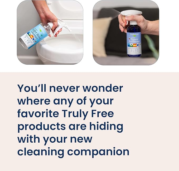 Truly Free Cleaning Caddy - Durable Organizer w/Handle for Cleaning Supplies, Storage for Kitchen & Bathroom Essentials, Multiple Compartments - Fits 6 Spray Bottles, 2 Squirt Bottles, Refill Pouches