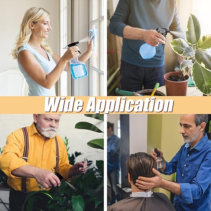 Generic All Purpose T-8 Black Trigger Sprayer with 9-1/4"" Dip Tube and 28mm 28-400 Nozzle, 6 Pack, Industrial Grade, Heavy Duty, Chemical Resistant, Adjustable Stream Mist, for Spray Bottles