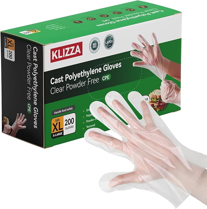 200-600PCS Plastic Gloves Disposable, 2.3 Mil Latex and Powder Free, Clear Gloves for Cooking, Food Prep, Cleaning