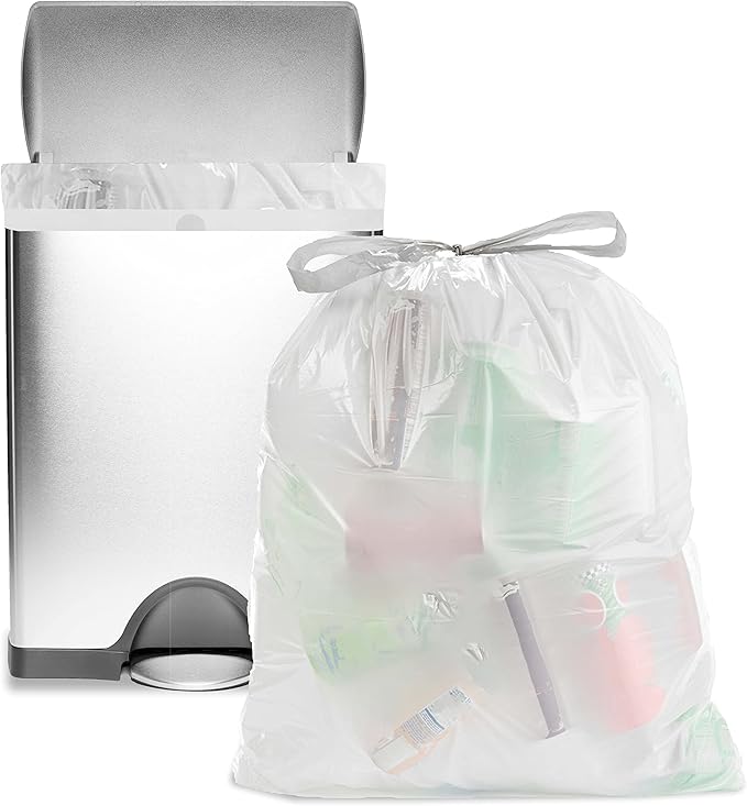Ultrasac 13 Gallon 1.2 MIL White Drawstring Trash Bags - 24.25" x 31.5" - Pack of 120 - Fits simplehuman P