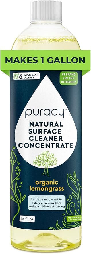 Puracy Multi-Surface Cleaner Concentrate - Plant-Powered Everyday Surface Cleaner - Natural All Purpose Cleaning Solution As Seen on TikTok (Organic Lemongrass, 16 fl oz)