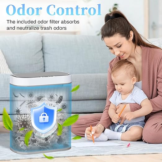 Bathroom Trash can with Automatic Touchless Lid, 2.6 Gallon Motion Sensor Small Garbage Can, Slim Waterproof Smart Trash Bin for Bedroom, Office, Living Room