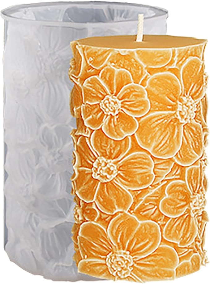 Flower Petal Cylinder Candle Mold - Resin Casting Silicone Molds for Home Decor & Candle Making Wave Spiral Mold