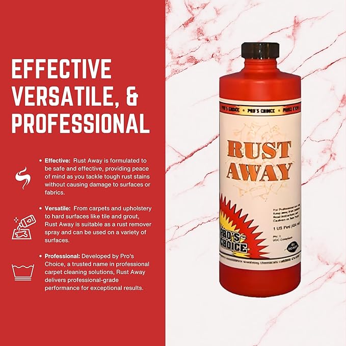 Pro's Choice Rust Away Rust Remover - Powerful Stain Remover & Rust Cleaner - Rust Stain Remover for Carpets, Upholstery, and Surfaces - Bathroom Stain Remover for Multiple Surfaces (16 fl. oz)