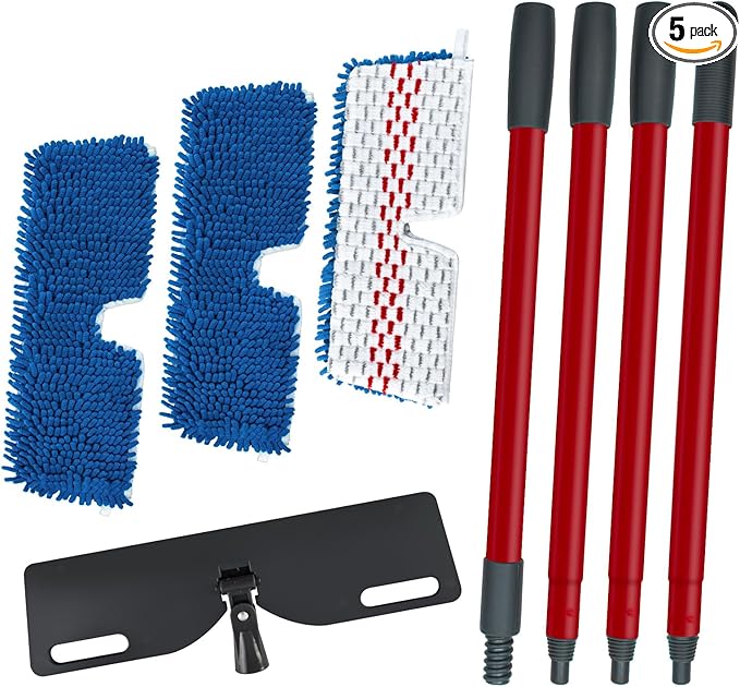 Microfiber Mops for Floor Cleaning, Flat Mop for Wet & Dry Use, Dust Mop for Hardwood Floors with 3 Reusable Pads for O Cedar Hardwood Floor 'N More 3-Action Mop and Extendable 58" Long Handle
