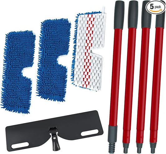 Microfiber Mops for Floor Cleaning, Flat Mop for Wet & Dry Use, Dust Mop for Hardwood Floors with 3 Reusable Pads for O Cedar Hardwood Floor 'N More 3-Action Mop and Extendable 58" Long Handle