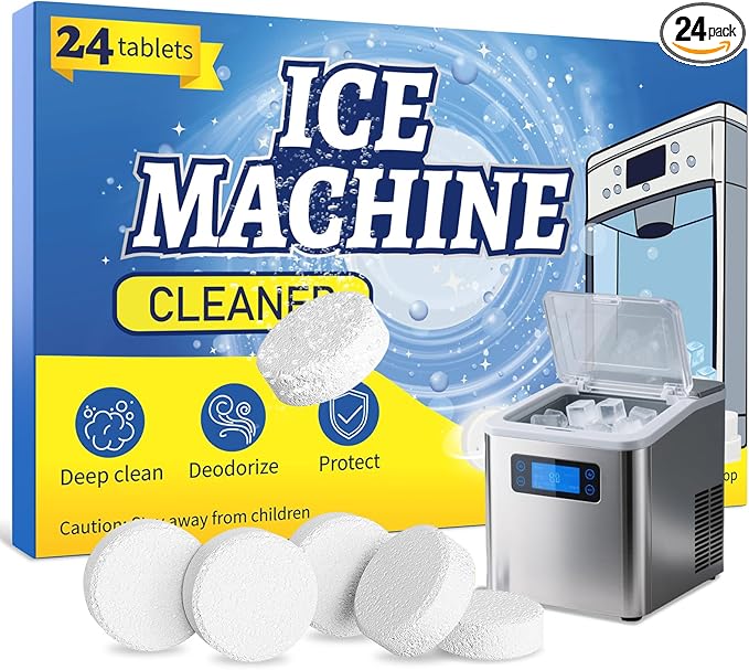 Ice Machine Cleaner 24 Pack Ice Maker Cleaner Tablets, Efficient Cleaning Tablets, Compatible With Various Brands of Ice Machines, Remove Hard Water Buildup