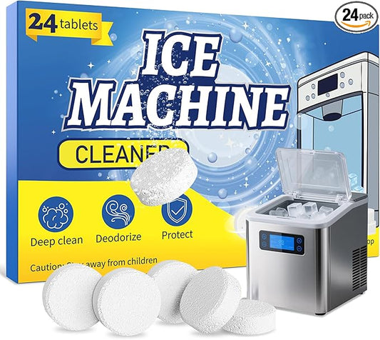 Ice Machine Cleaner 24 Pack Ice Maker Cleaner Tablets, Efficient Cleaning Tablets, Compatible With Various Brands of Ice Machines, Remove Hard Water Buildup