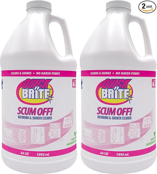 Quick ‘n Brite Scum Off Shower Cleaner - No Scrub, No Harsh Chemical Daily Shower Cleaner, Multi-Surface All-Purpose Cleaner 64 Oz (Packaging May Vary) Pack of 2