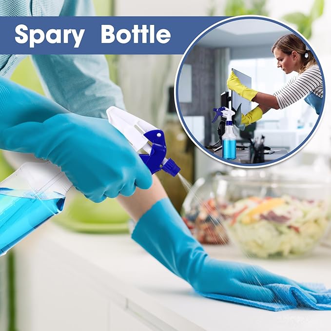 10 Pack Spray Bottles 16 oz Empty Water Spray Bottles for Cleaning Heavy Duty Refillable Squirt ‌container with Measurements Adjustable Nozzle for Household(Blue and White,Clear Style)