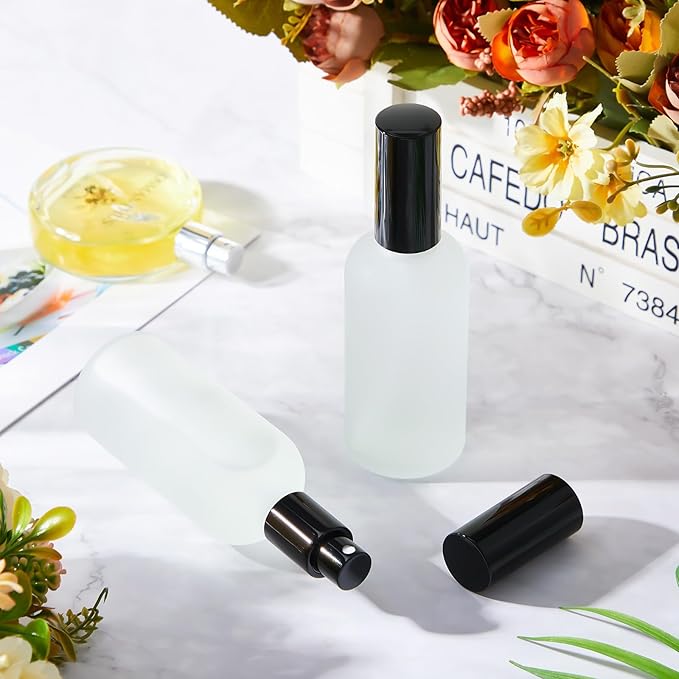 Tessco for you 20 Pcs 3.4 oz/100 ml Glass Spray Bottles Empty Perfume Atomizer Refillable Clear Decorative Empty Bottles with Fine Mist Sprayer Pump for Face Body Travel(Black)
