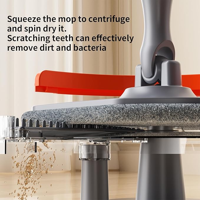 Spin Mop and Bucket Set with Separate Dirty and Clean Water,360° Spin Mop and Bucket System with Widening Foldable Handle,4 Replaceable Mop Pads,Square Mop for Floor Hardwood Tile Marble Wall Cleaning