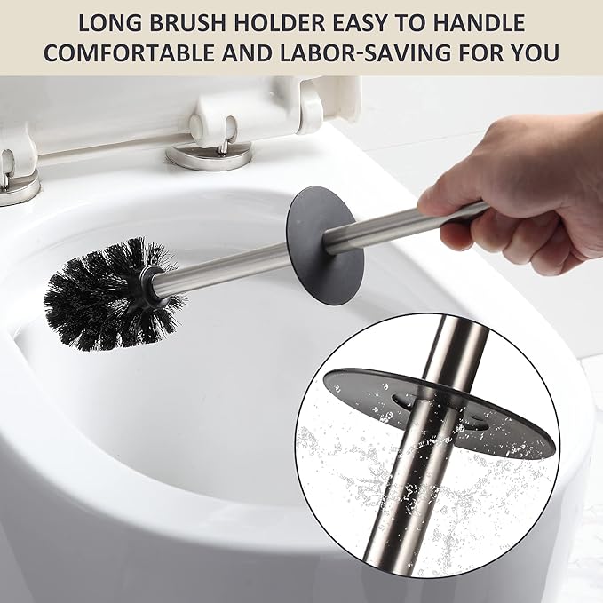 BGL Toilet Brush Holder Freestanding,Brushed Nickel,304 Stainless Steel,SUS304 Toilet Bowl Brush and Holder for Bathroom - Space Saving,Sturdy,Deep Cleaning,Covered Brush