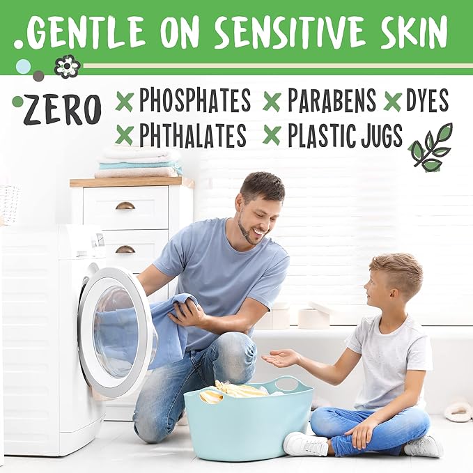 Eco Laundry Detergent Sheets - 80 Loads Laundry Sheets Detergent - 40 No Plastic Jug Washer Soap Sheet - No Mess & Space-Saving Travel Friendly Laundry Detergent